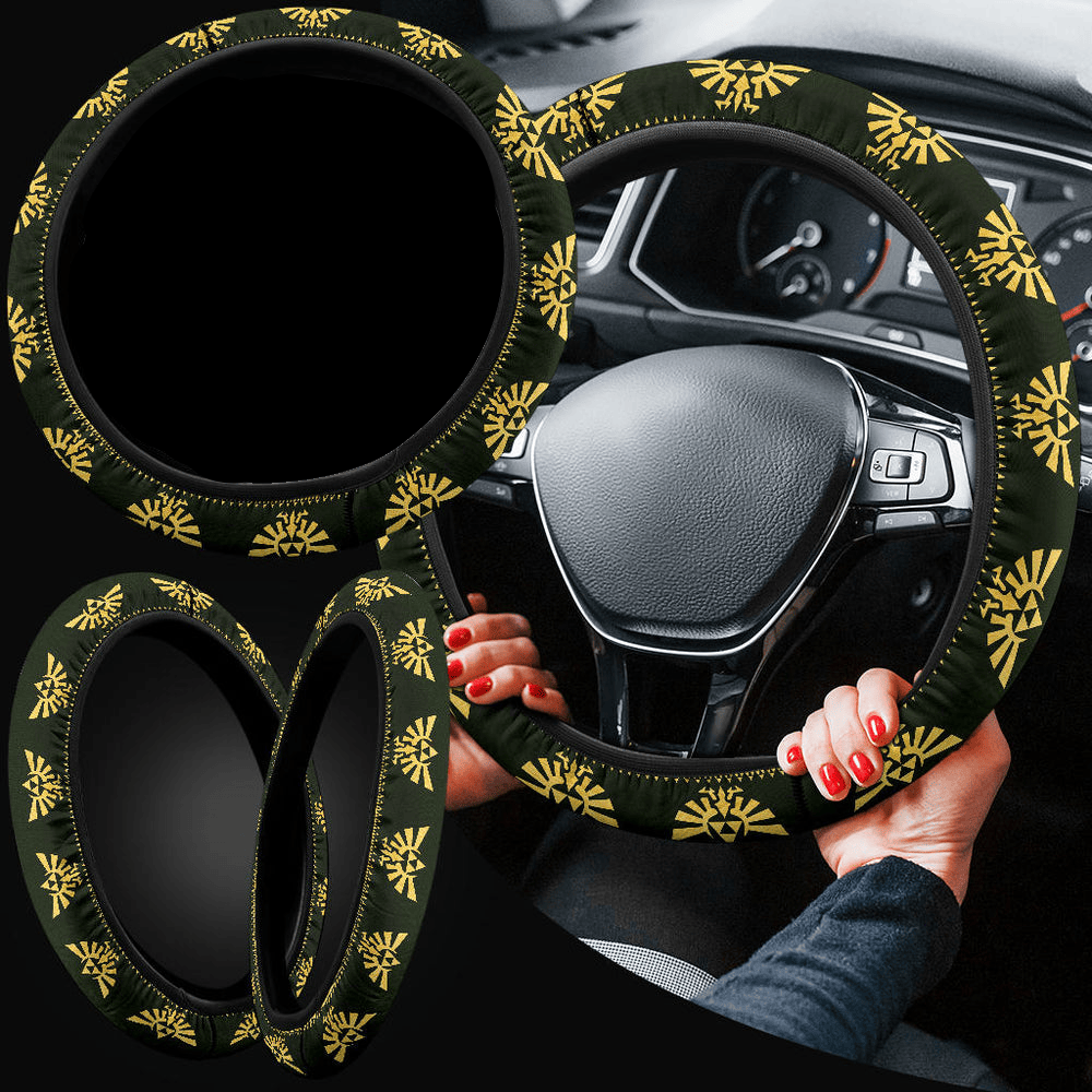 The Legend Of Zelda Steering Wheel Cover The Royal Hyrule Crest Wing Pattern Driving Wheel Cover Green Yellow