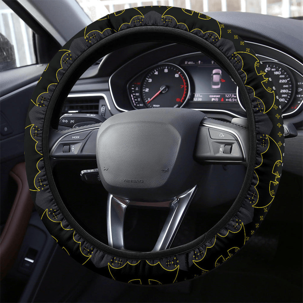 Batman Steering Wheel Cover The Batman Symbol Christmas Pattern Driving Wheel Cover Yellow Black