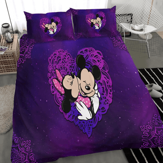 MM Bedding Set DN Minnie Kissing MM Mandala Pattern Duvet Covers Purple Unique Gift