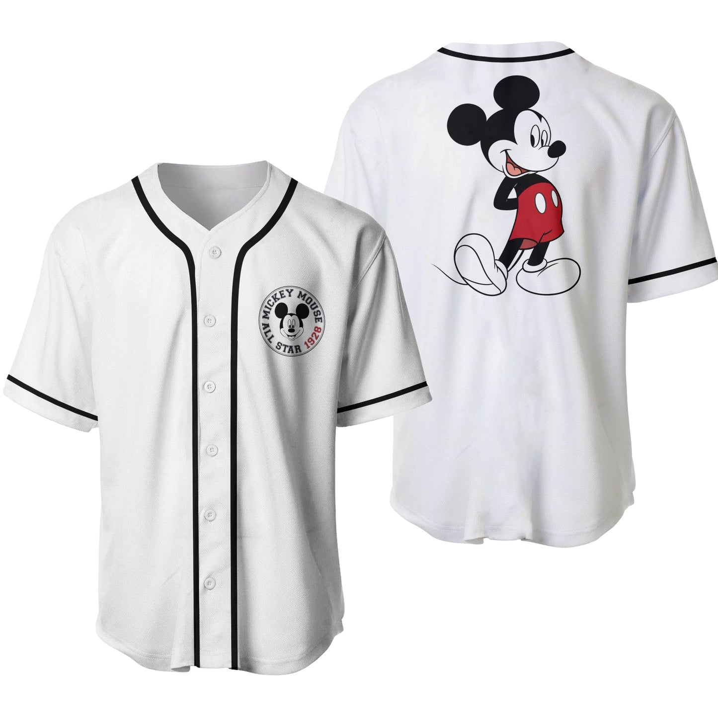 Disney Jersey Disney Mickey Mouse Graphic All Star 1928 White Jersey Shirt Disney Baseball Jersey Mickey Baseball Jersey