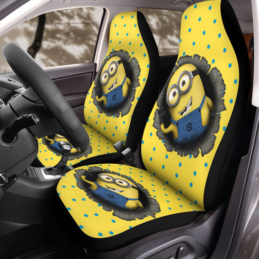 Minions Car Seat Covers Minions In The Hole Polkadot Pattern Seat Covers Yellow