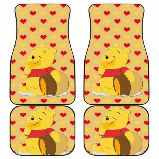 WTP Car Mats Pooh With Honey Jar Heart Pattern Car Floor Mats Red Yellow