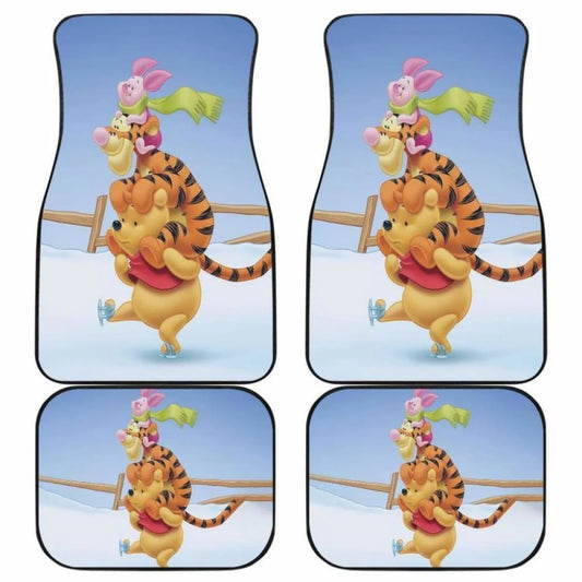 WTP Car Mats Pooh And Friends Playing In Winter Car Floor Mats Colorful