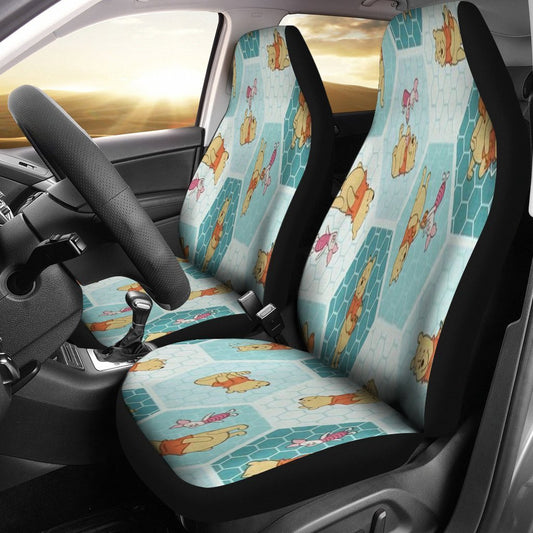 WTP Car Seat Covers Pooh And Piglet Honeycomb Pattern Seat Covers Blue