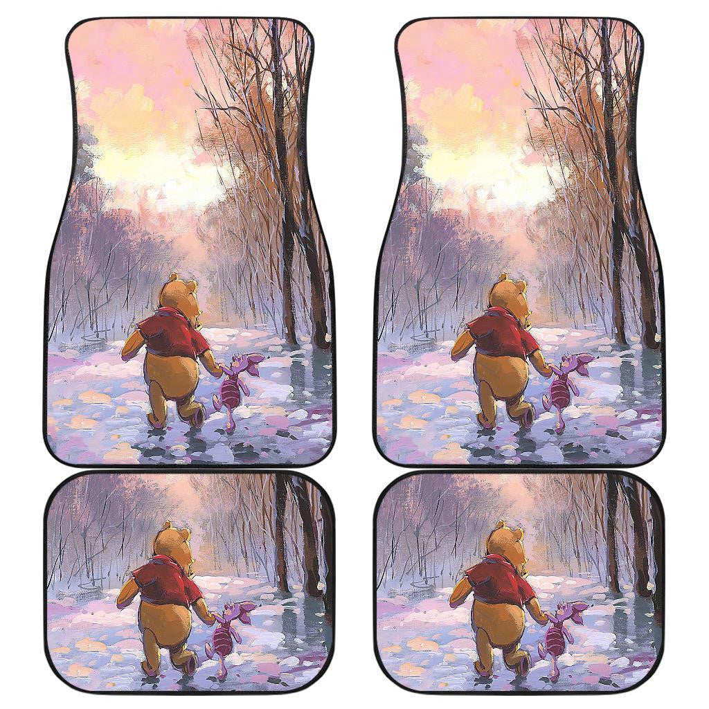 WTP Car Mats WTP And Piglet Playing In Winter Car Floor Mats Colorful