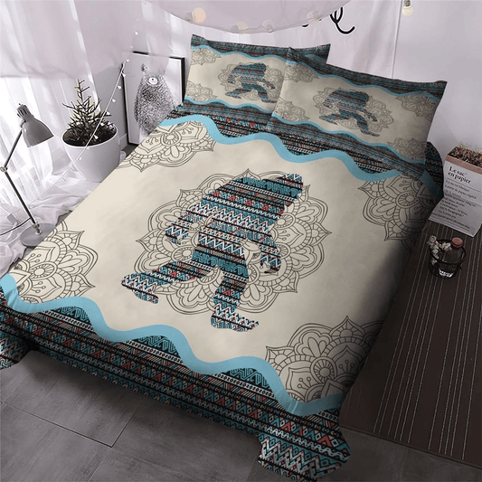 Bigfoot Bedding Set Bigfoot Mandala Flower Pattern Graphic Duvet Covers Blue Unique Gift