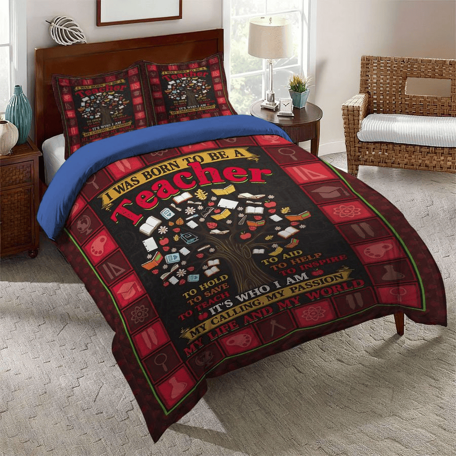 Teacher Bedding Set I Was Born To Be A Teacher Duvet Covers Red Unique Gift