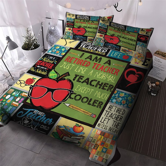 Teacher Bedding Set I Am A Retired Teacher Duvet Covers Colorful Unique Gift