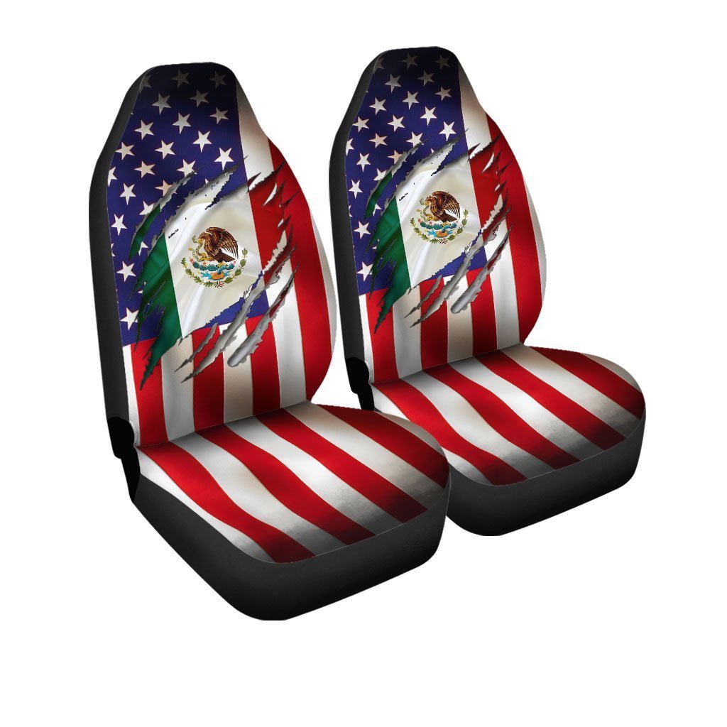 Mexican Car Seat Covers American Flag And The Coat Of Arms Of Mexico Seat Covers Colorful