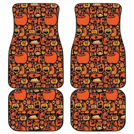 Halloween Car Mats Halloween All Types Of Pumpkin Pattern Car Floor Mats Orange