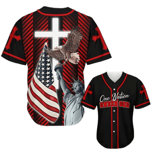 Independence Day Jersey One Nation Under God Independence Day Red Black Jersey Shirt For Men 04th Of July Baseball Jersey