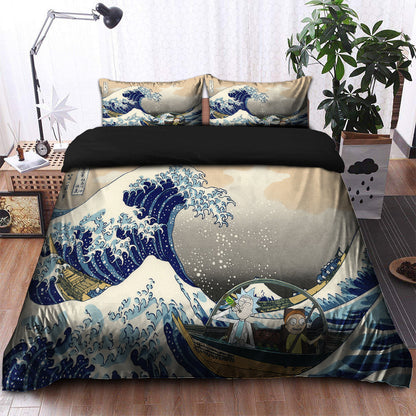 Rick And Morty The Great Wave Japan Bedding Set