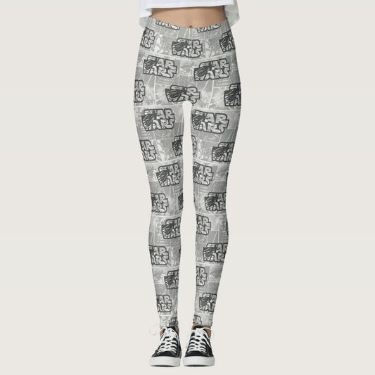 SW Leggings Darth Vader And Luke Skywalker Battle High Waisted Legging Gray For Women