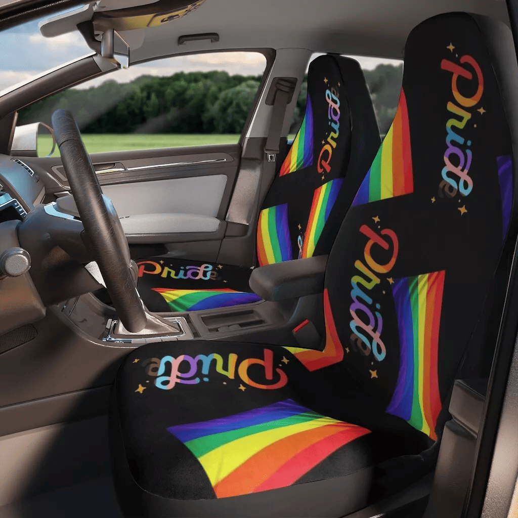 LGBT Car Seat Covers LGBT Pride Flag Pattern Seat Covers Black