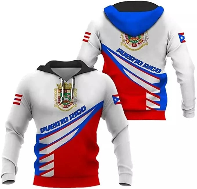 Puerto Rico Hoodie Coat Of Arms Of Puerto Rico Hoodie Red Blue Unisex