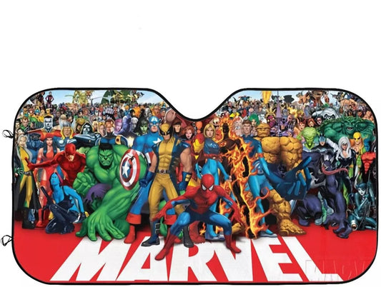 MV Car Sun Shade MV All Heroes Characters Graphic Winshield Sun Shade Colorful