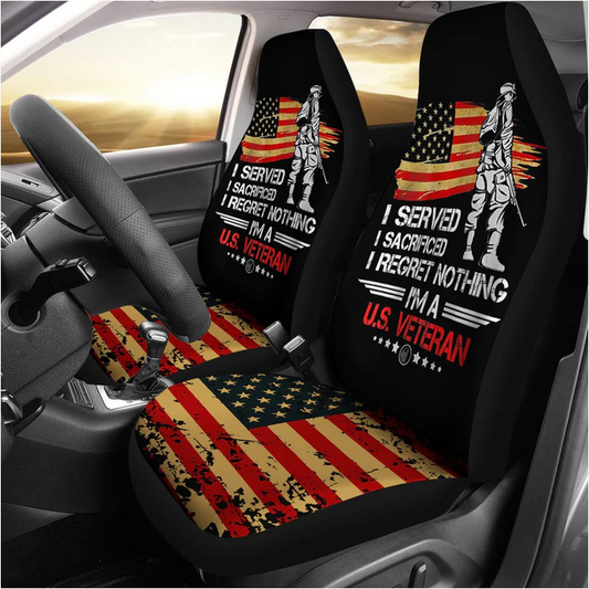 Veteran Car Seat Covers I Served I Sacrificed I Regret Nothing Seat Covers Black