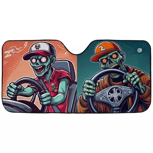 Zombie Car Sun Shade Zombie Epidemic Driving Graphic Winshield Sun Shade Colorful