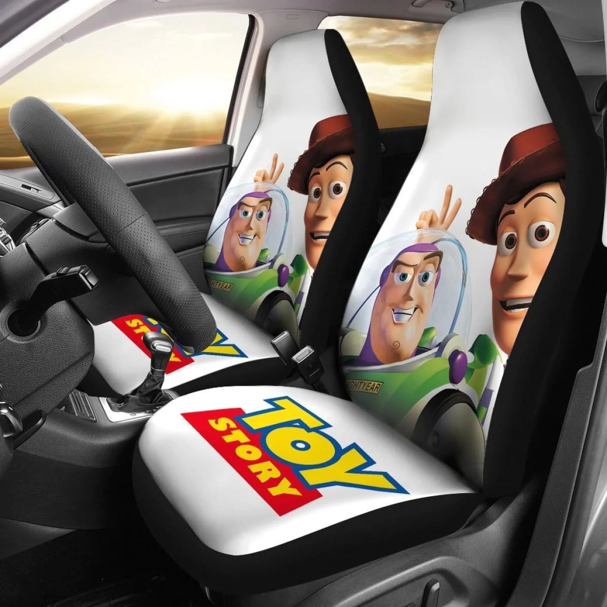 Toy Story Car Seat Covers Buzz Lightyear And Woody Graphic Seat Covers White