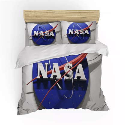 NASA Bedding Set NASA Symbol 3D Graphic Duvet Covers White Blue Unique Gift