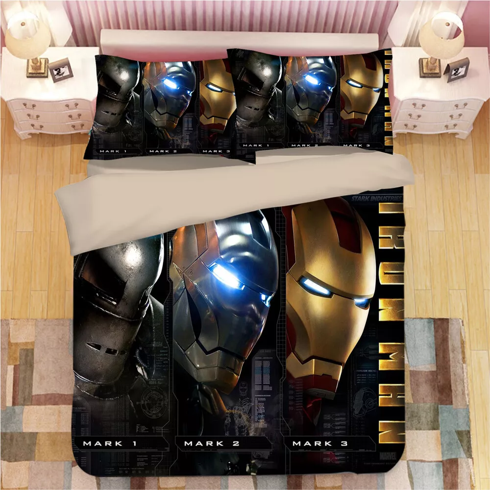 Iron Man Bedding Set MV Avengers Iron Man Suit Evolution Duvet Covers Black Unique Gift