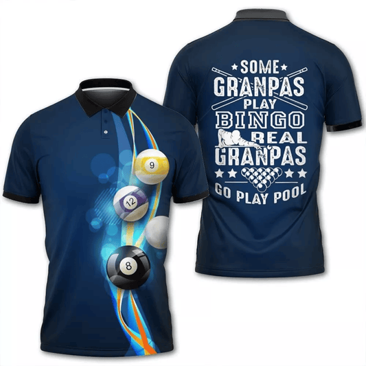 Billard Polo Shirt Some Grandpas Play Bingo Boys Polo Shirts Blue