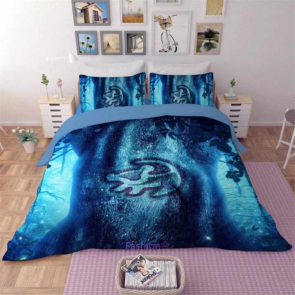 LK Bedding Set DN The LK Carving On The Tree Duvet Covers Blue Unique Gift