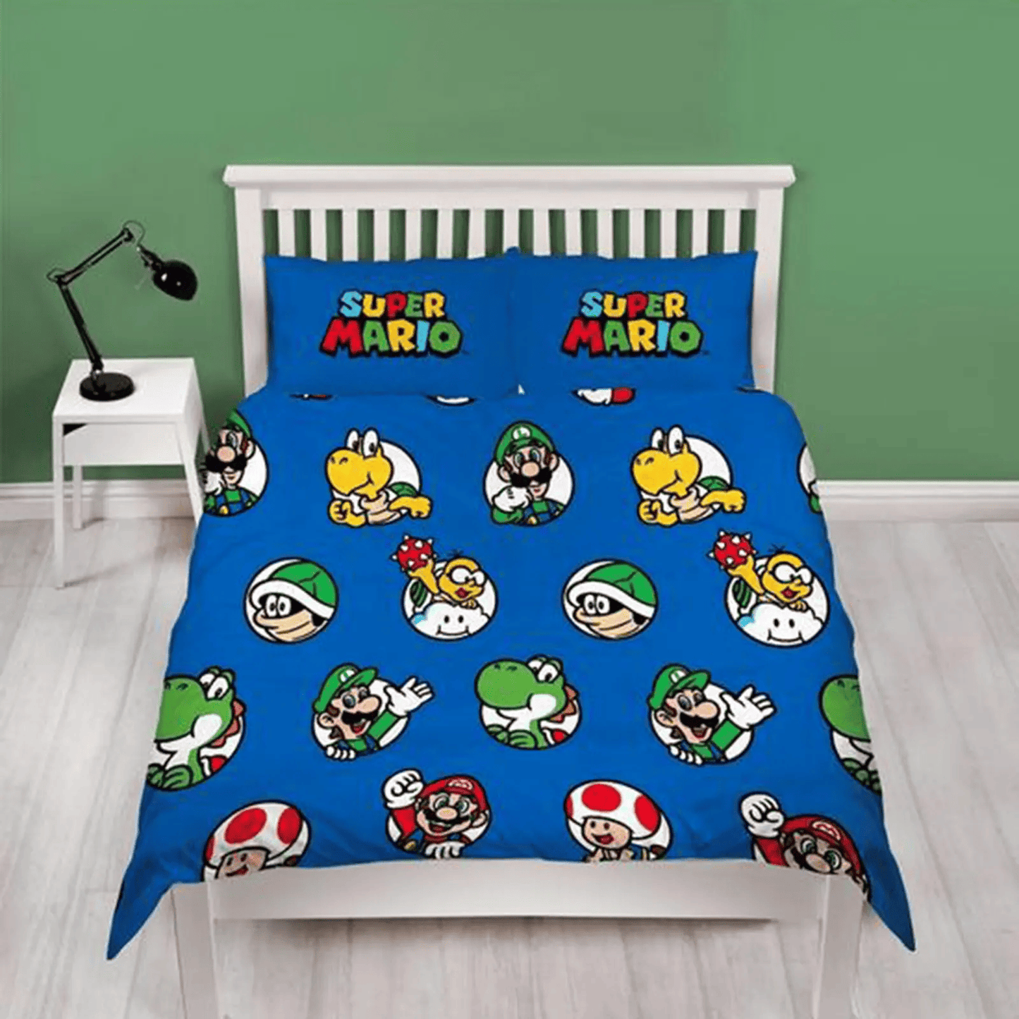 Mario Bedding Set Super Mario Luigi Yoshi Koopa Troopa Pattern Duvet Covers Blue Unique Gift