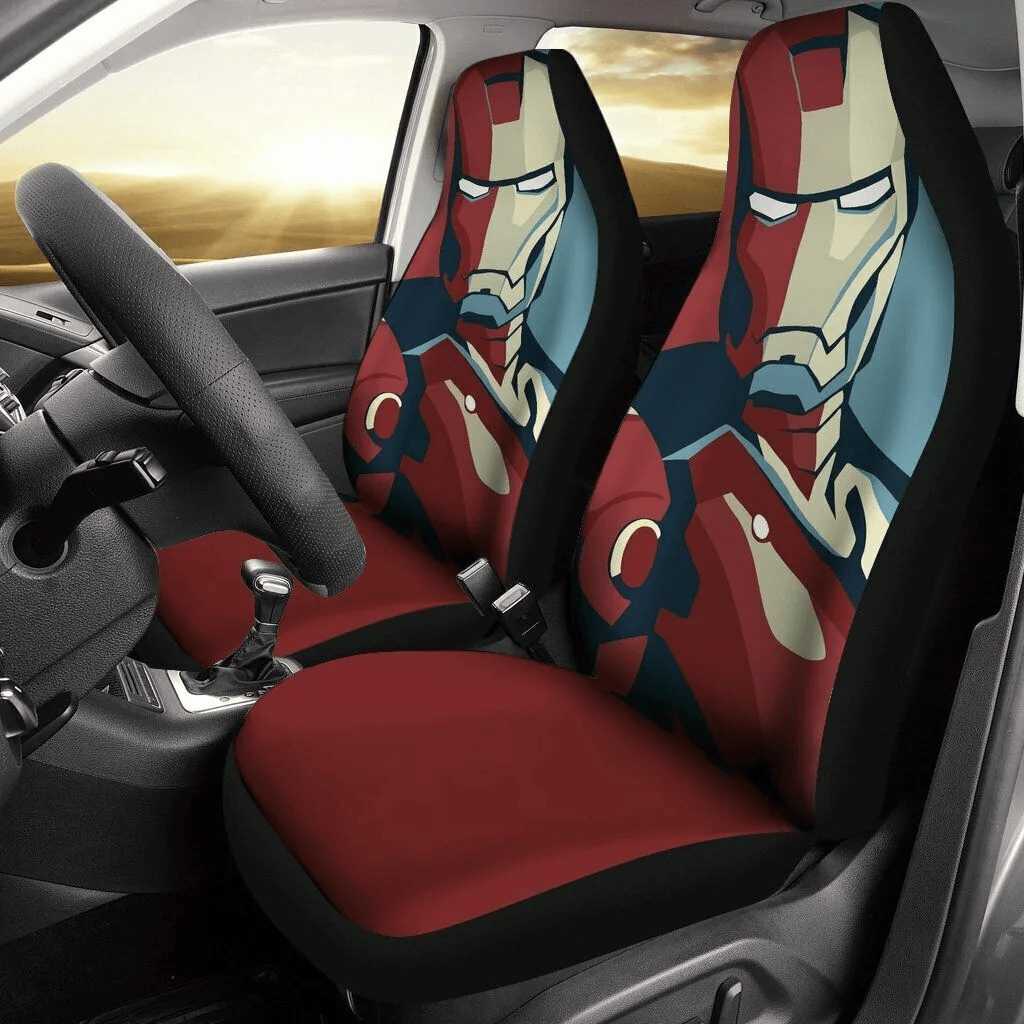 Iron Man Car Seat Covers Retro Style Iron Man Graphic Seat Covers Red