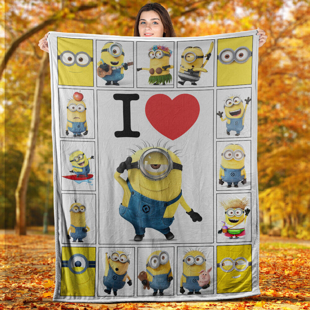 Minions Blanket I Heart Lance Minion Pattern Blanket Yellow White