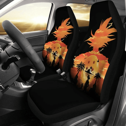 Dragon Ball Car Seat Covers Songoku Dragon Ball Sunset Silhouette Seat Covers Orange