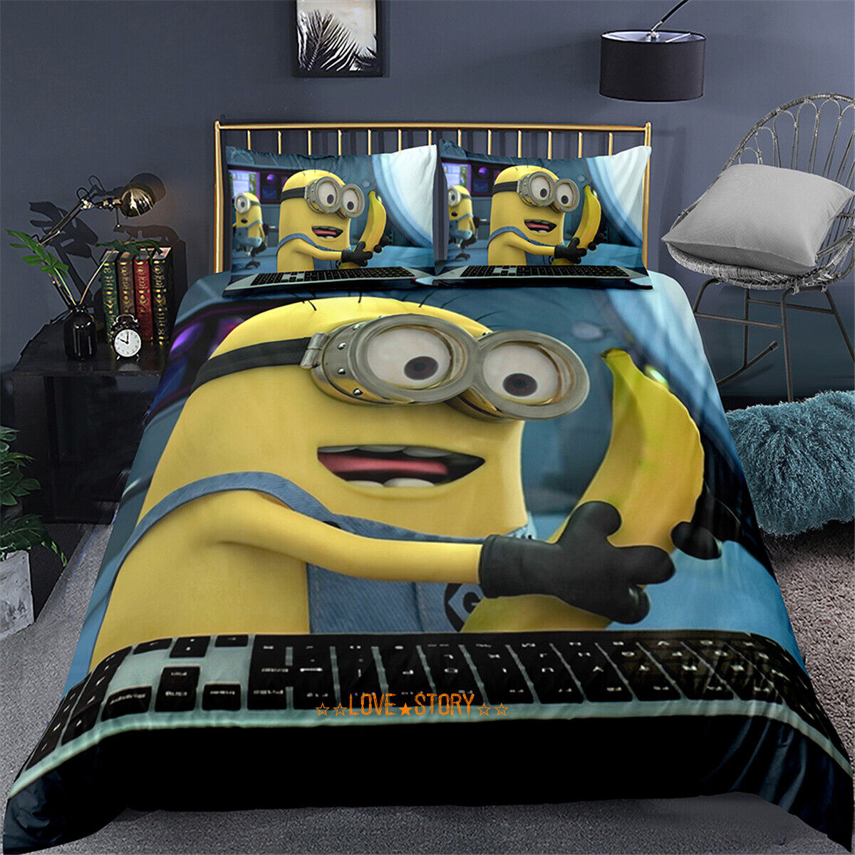 Minions Bedding Set Minion With Delicious Banana Duvet Covers Colorful Unique Gift