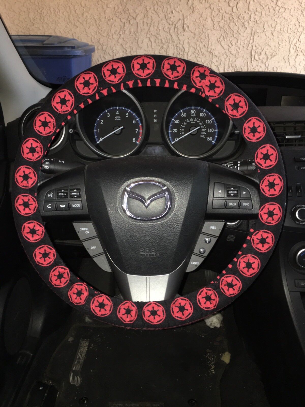 SW Steering Wheel Cover SW Galactic Emprire Symbol Pattern Driving Wheel Cover Red Black