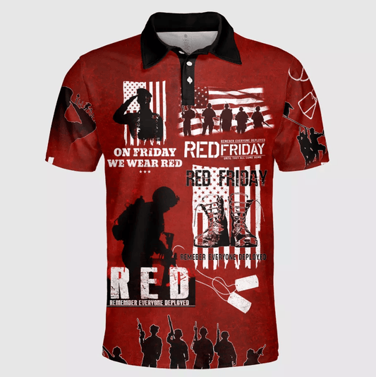 Veteran Polo Shirt On Friday We Wear Red Boys Polo Shirts Red Black