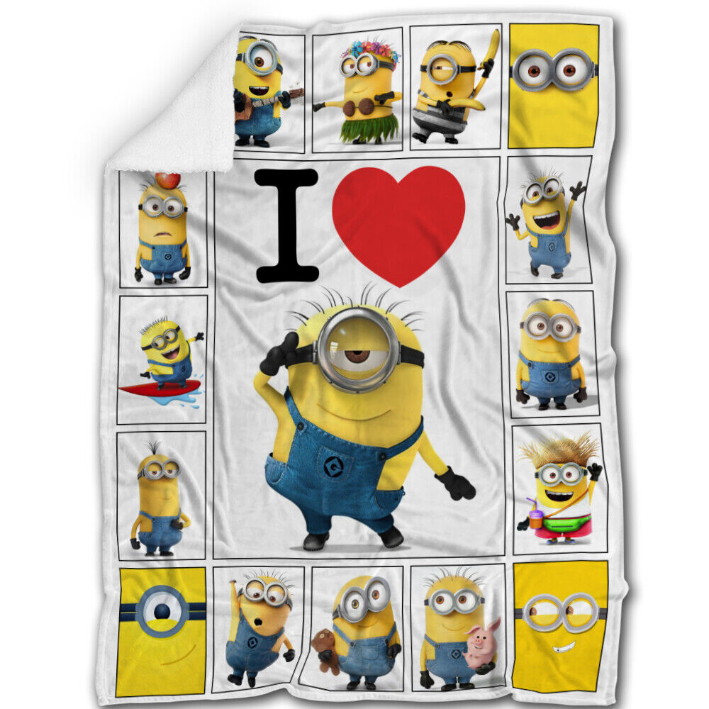 Minions Blanket I Heart Lance Minion Pattern Blanket Yellow White