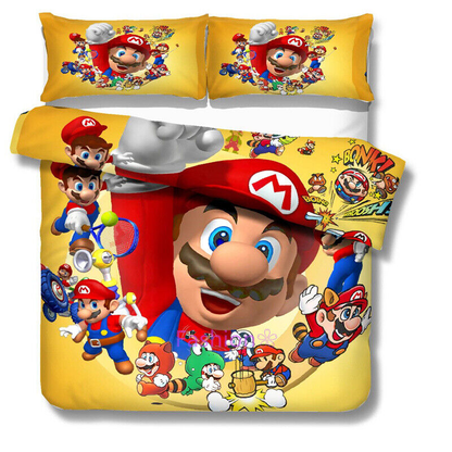 Mario Bedding Set Mario In Every Versions Graphic Duvet Covers Yellow Unique Gift