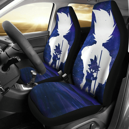 Dragon Ball Car Seat Covers Goku Kid Silhouette Galaxy Seat Covers White Blue