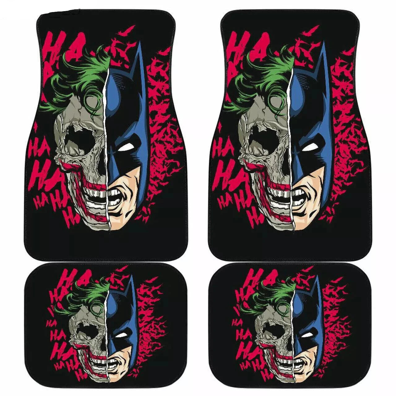 Batman Car Mats DC Batman Half Face Joker Skull Car Floor Mats Black Red