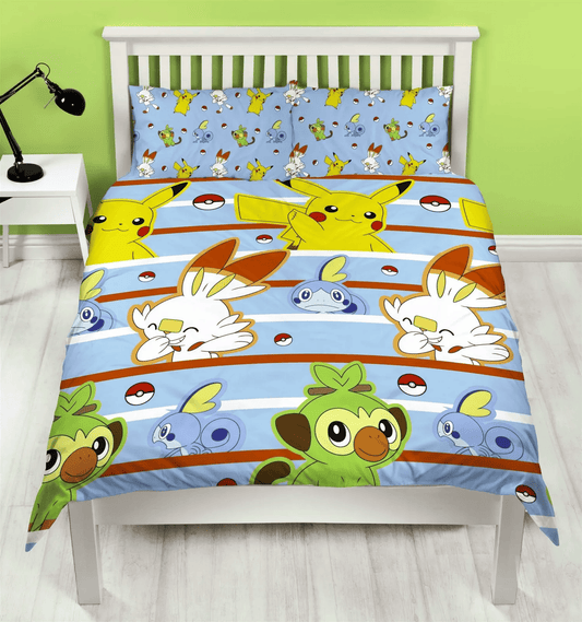 PKM Bedding Set Pikachu Pansage Scorbunny Pattern Duvet Covers Colorful Unique Gift