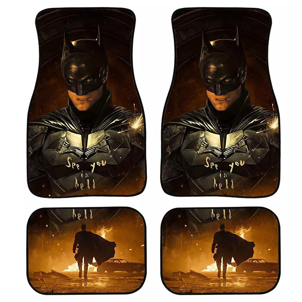 Batman Car Mats DC Batman Graphic See You In Hell Car Floor Mats Black Brown