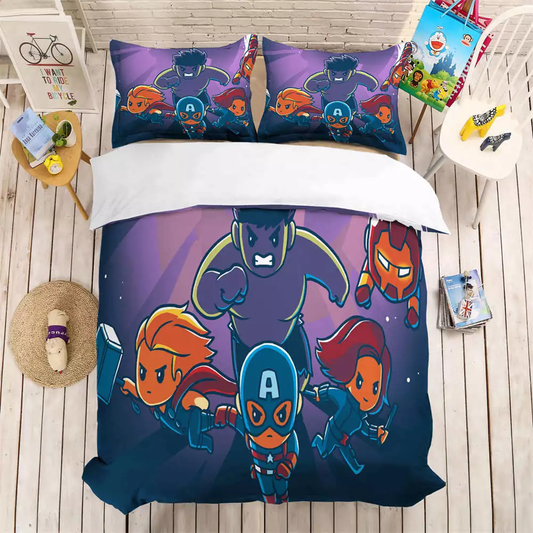 MV Bedding Set Avengers Chibi Members Character Duvet Covers Colorful Unique Gift