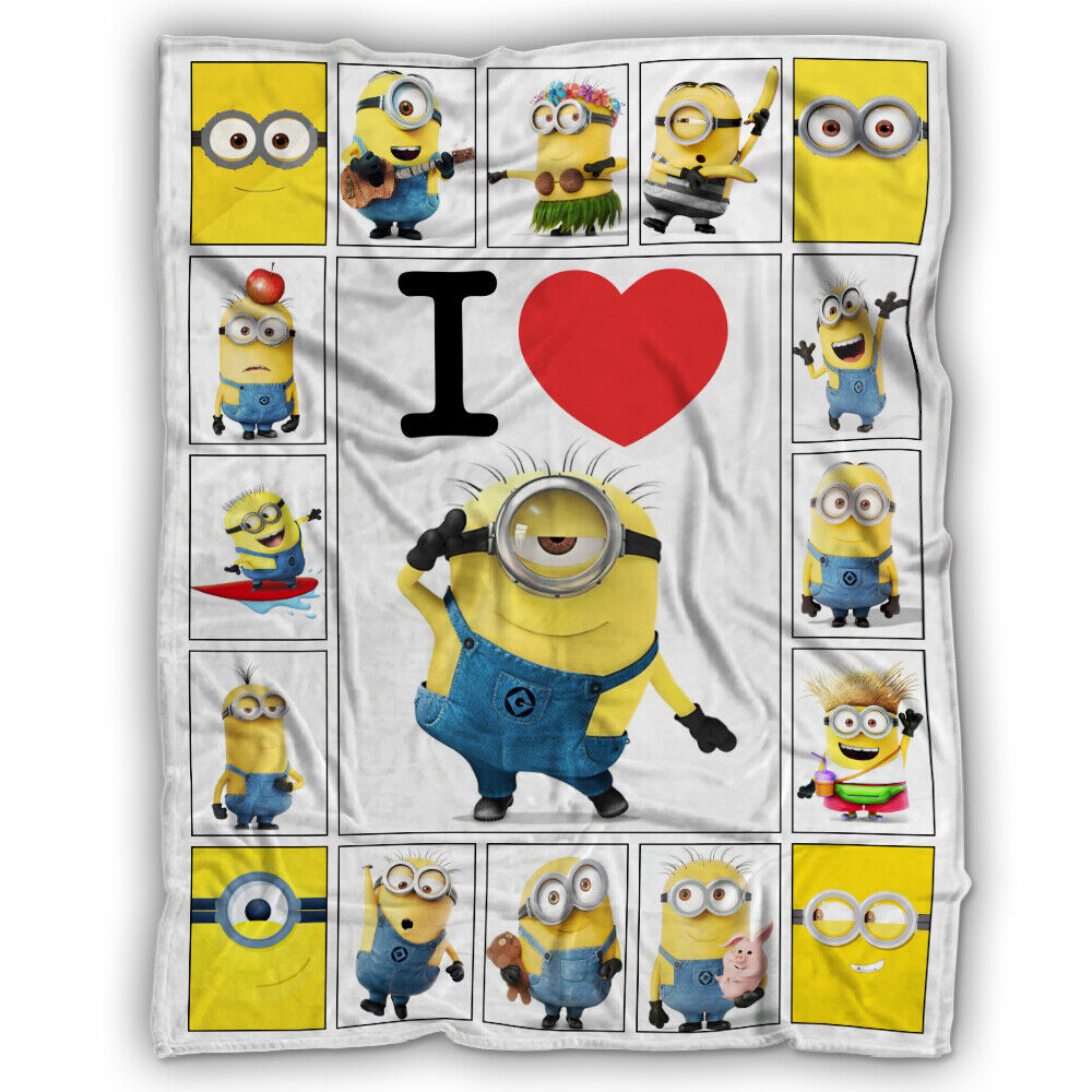 Minions Blanket I Heart Lance Minion Pattern Blanket Yellow White