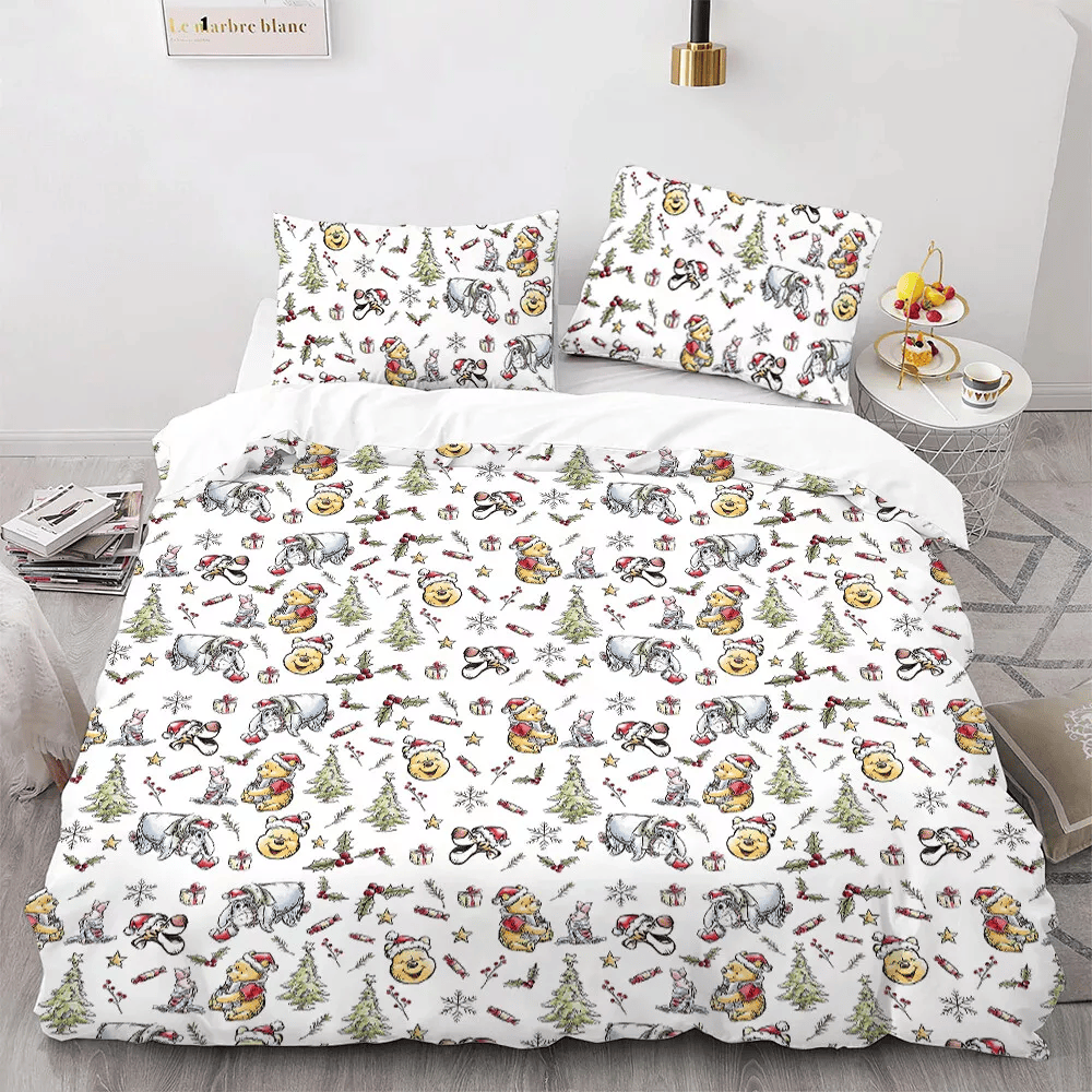 WTP Bedding Set DN WTP Christmas Tree Friends Pattern Duvet Covers White Unique Gift