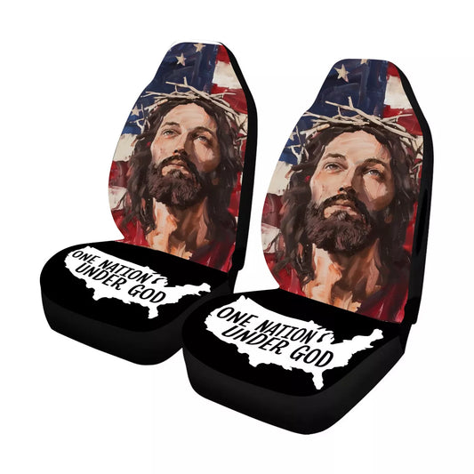 Jesus Car Seat Covers American Flag One Nation Under God Seat Covers Colorful