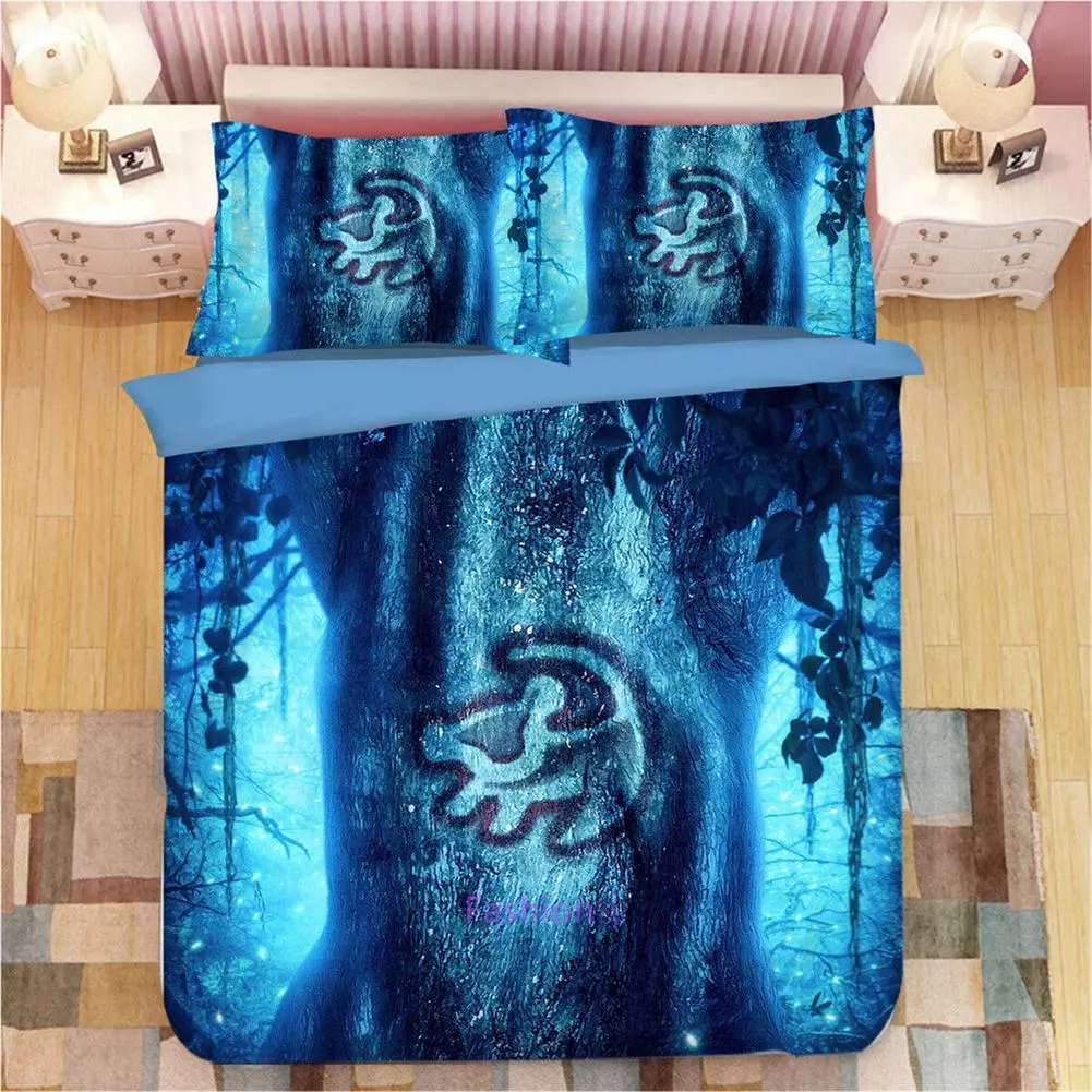 LK Bedding Set DN The LK Carving On The Tree Duvet Covers Blue Unique Gift