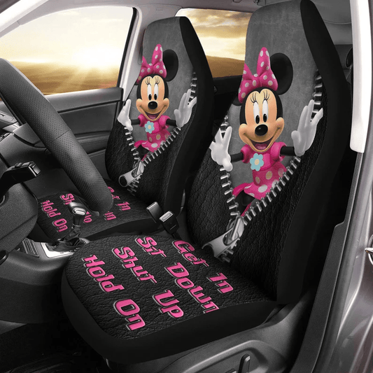 Minnie Car Seat Covers Minnie Get In Sit Down Shut Up Seat Covers Black Pink