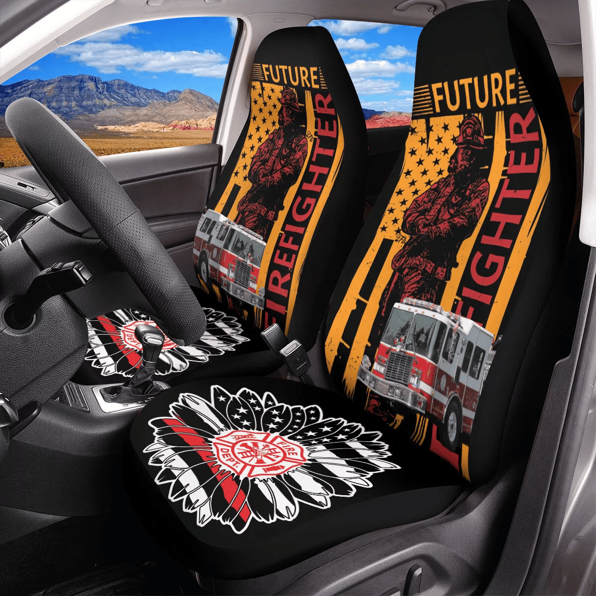 Firefighter Car Seat Covers Future Firefighter Sunflower Fire Truck Seat Covers Black