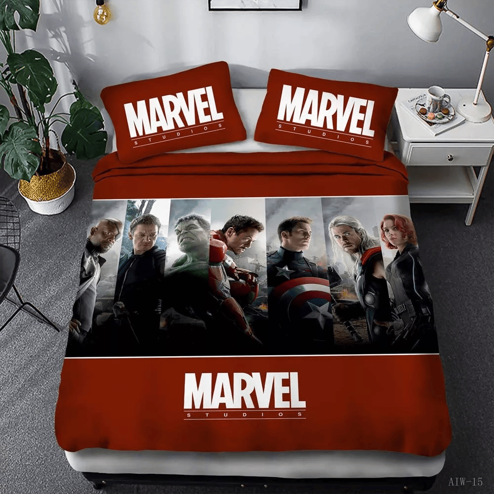 MV Bedding Set MV The Avengers Characters Duvet Covers Red Unique Gift