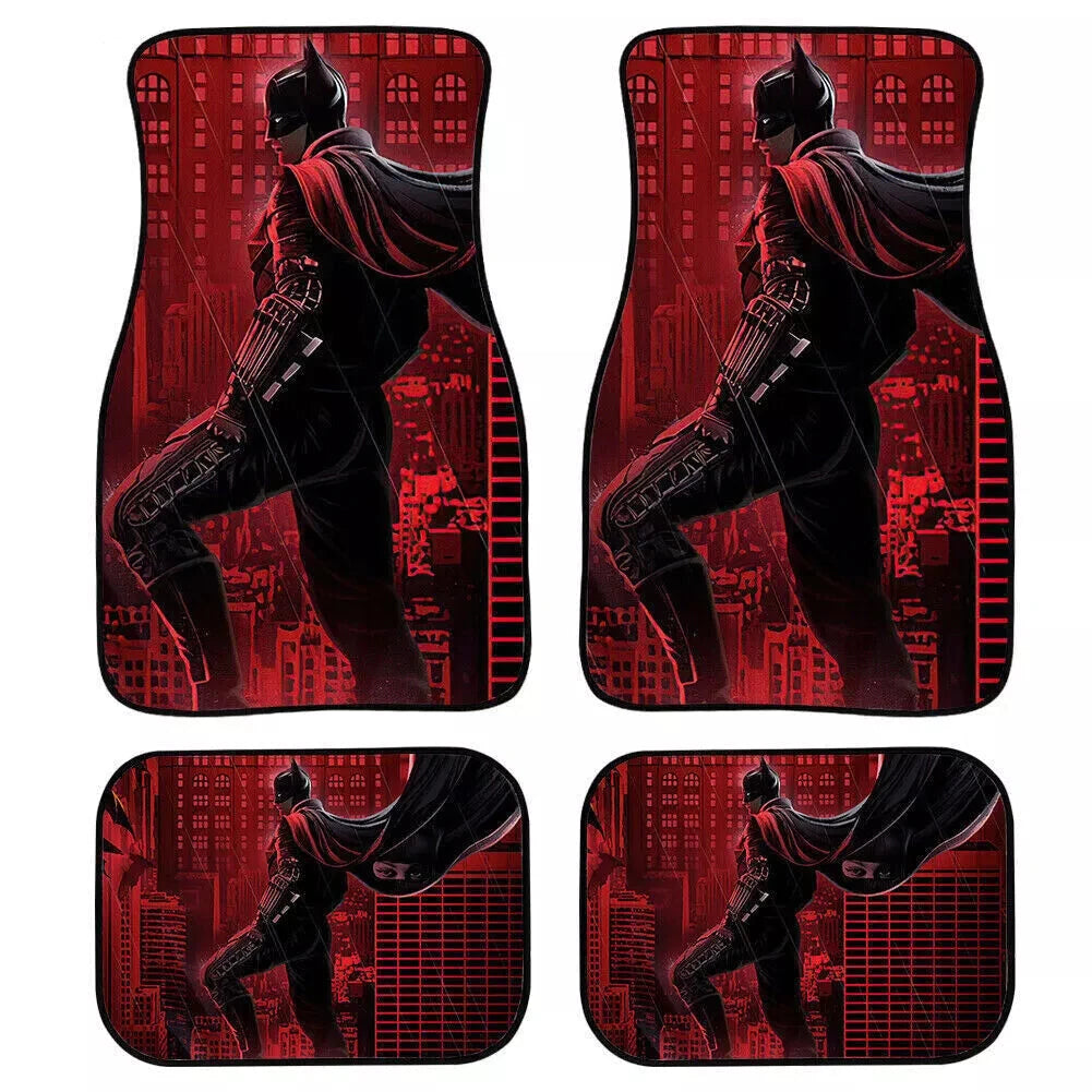 Batman Car Mats DC Batman Hero In The City Car Floor Mats Black Red