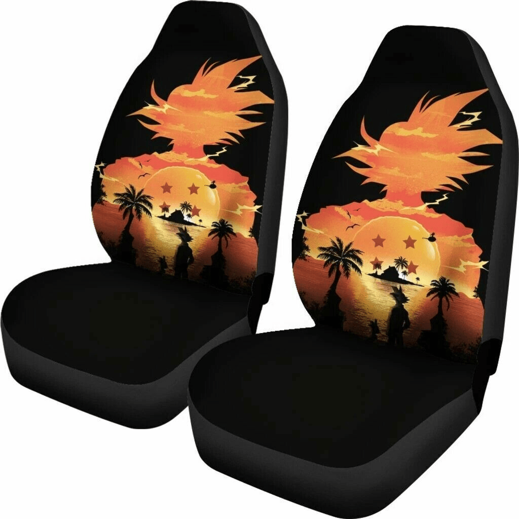 Dragon Ball Car Seat Covers Songoku Dragon Ball Sunset Silhouette Seat Covers Orange